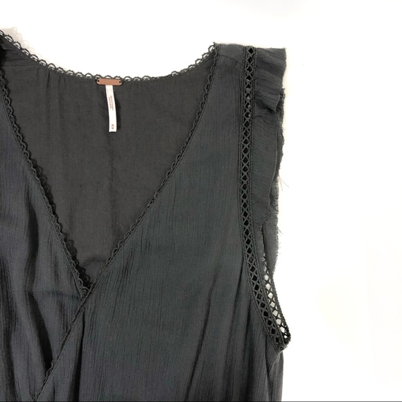 Free people gray ruffle flutter sleeve romper J14 - Picture 5 of 7